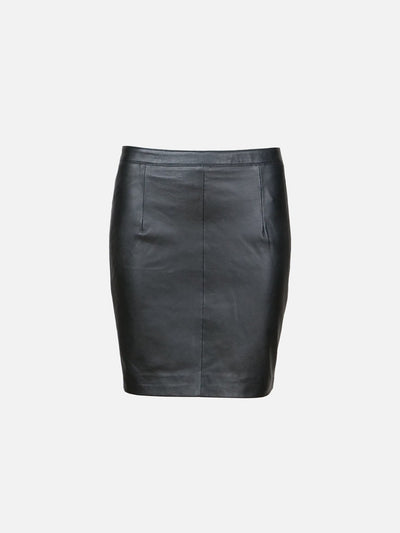 Abelone Skirt, 43 cm. - Lamb Thick Leather - Women - Black