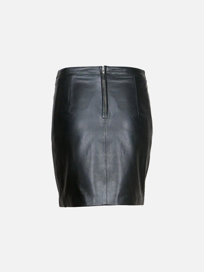 Abelone Skirt, 43 cm. - Lamb Thick Leather - Women - Black