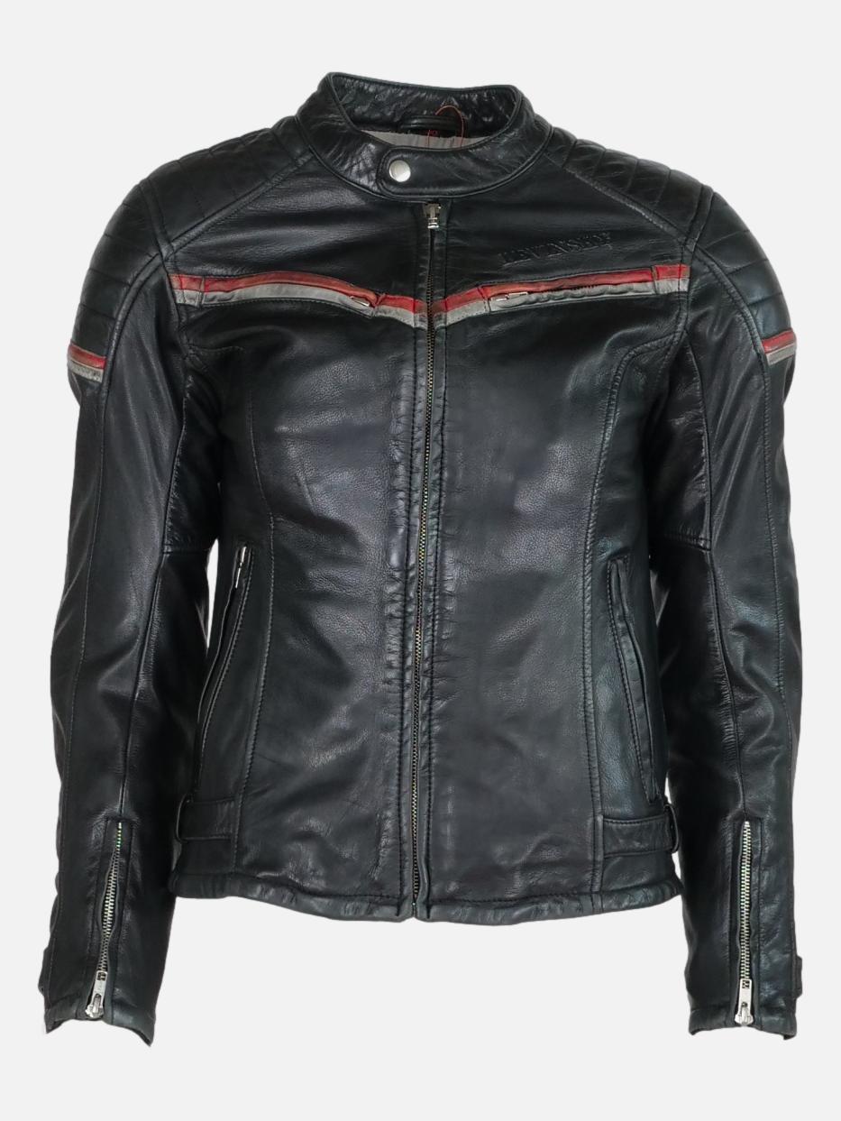 LMCJ W-003 Womens Motor Cycle Jacket - Goat Nappa Retro Leather-Women - Black
