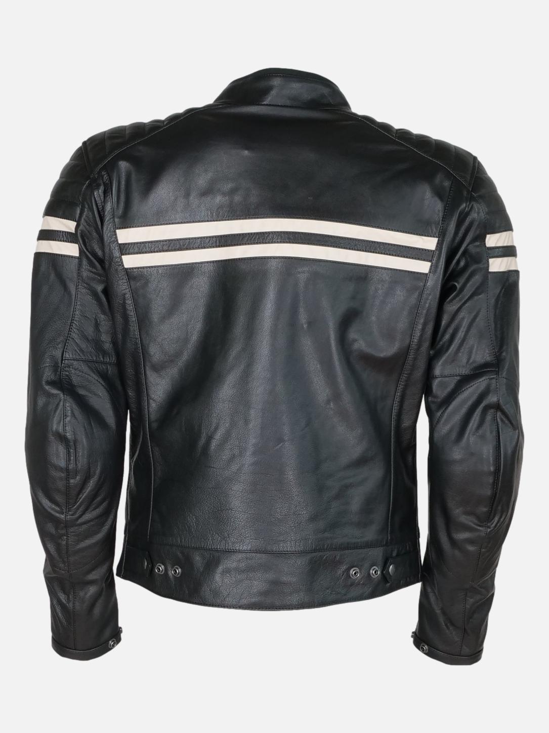 GMCJ M-001-B Mens Motor Cycle Jacket - Buff Nappa Glaze Leather - Men - Black