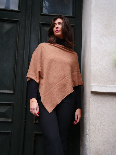 SY-24001 Poncho - 100% Cashmere - Accesories - Dark Camel