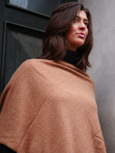 SY-24001 Poncho - 100% Cashmere - Accesories - Dark Camel