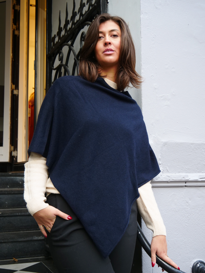 SY-24001 Poncho - 100% Cashmere - Accesories - Dark Blue