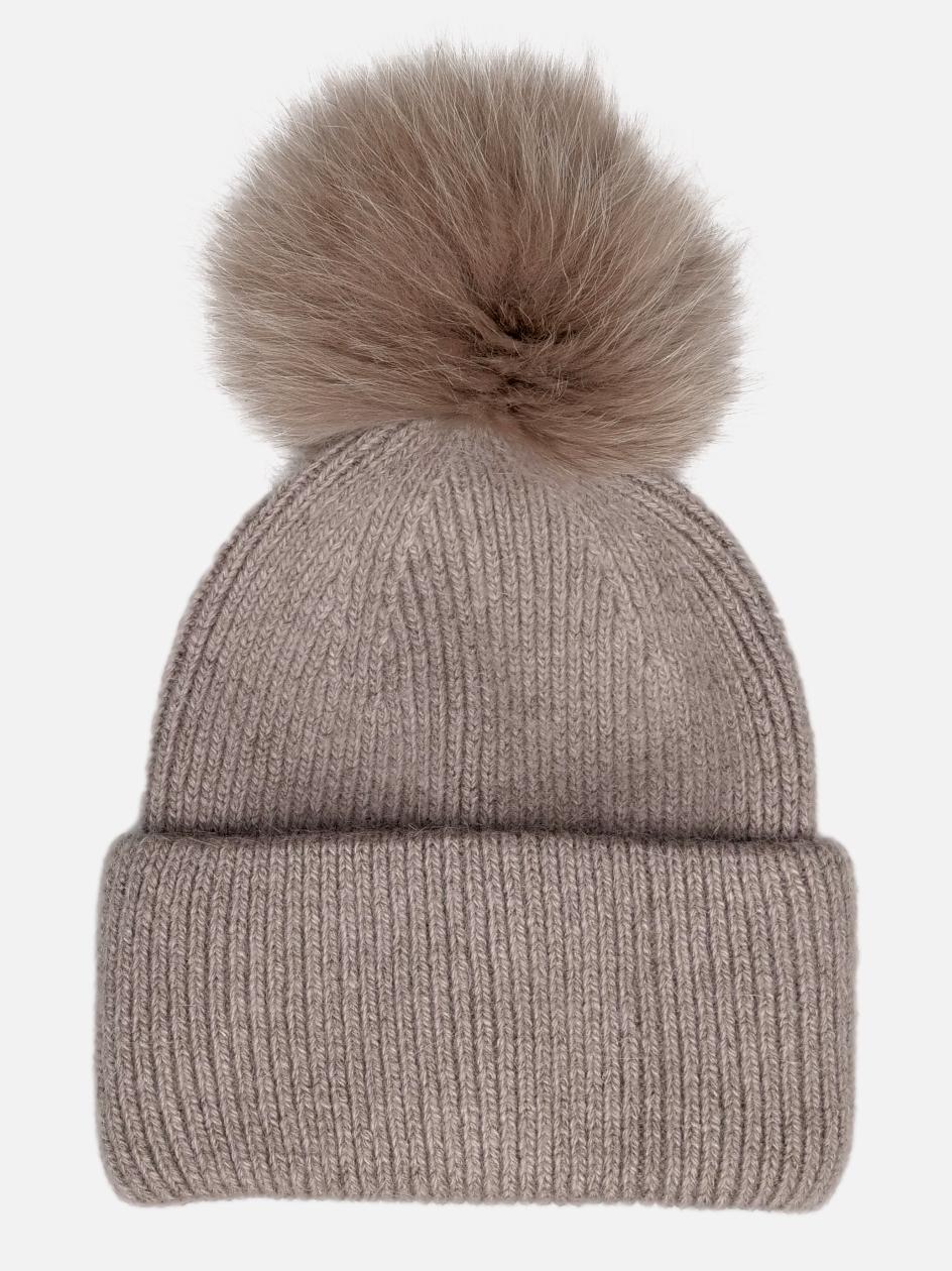 HL22C007 Angora Hat - Knitted Yarn - Accesories - Taupe