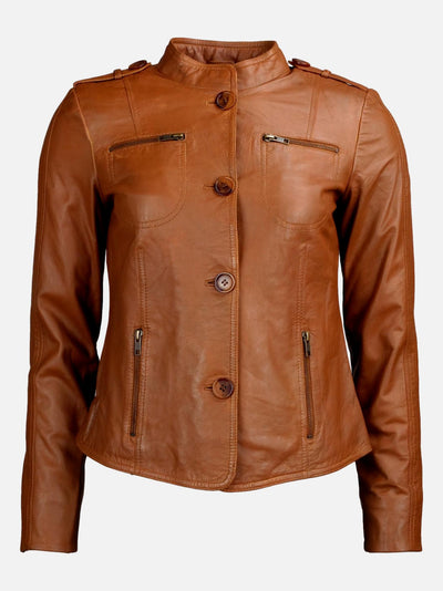 10785 Womens Jacket - Lamb Leather - Women - Cognac