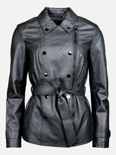 Long Womens Jacket - Lamb Leather - Women - Grey