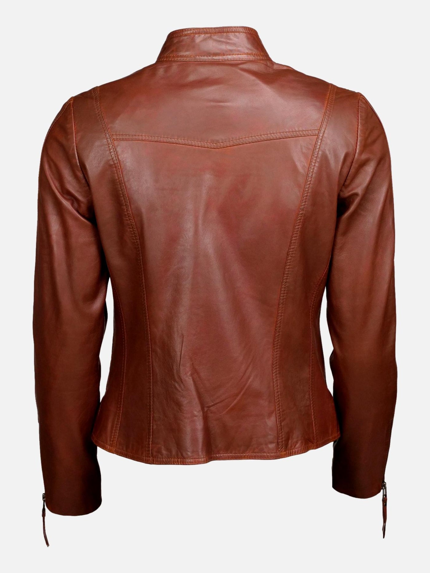 10245 Womens Jacket - Lamb Leather - Women - Dark Cognac