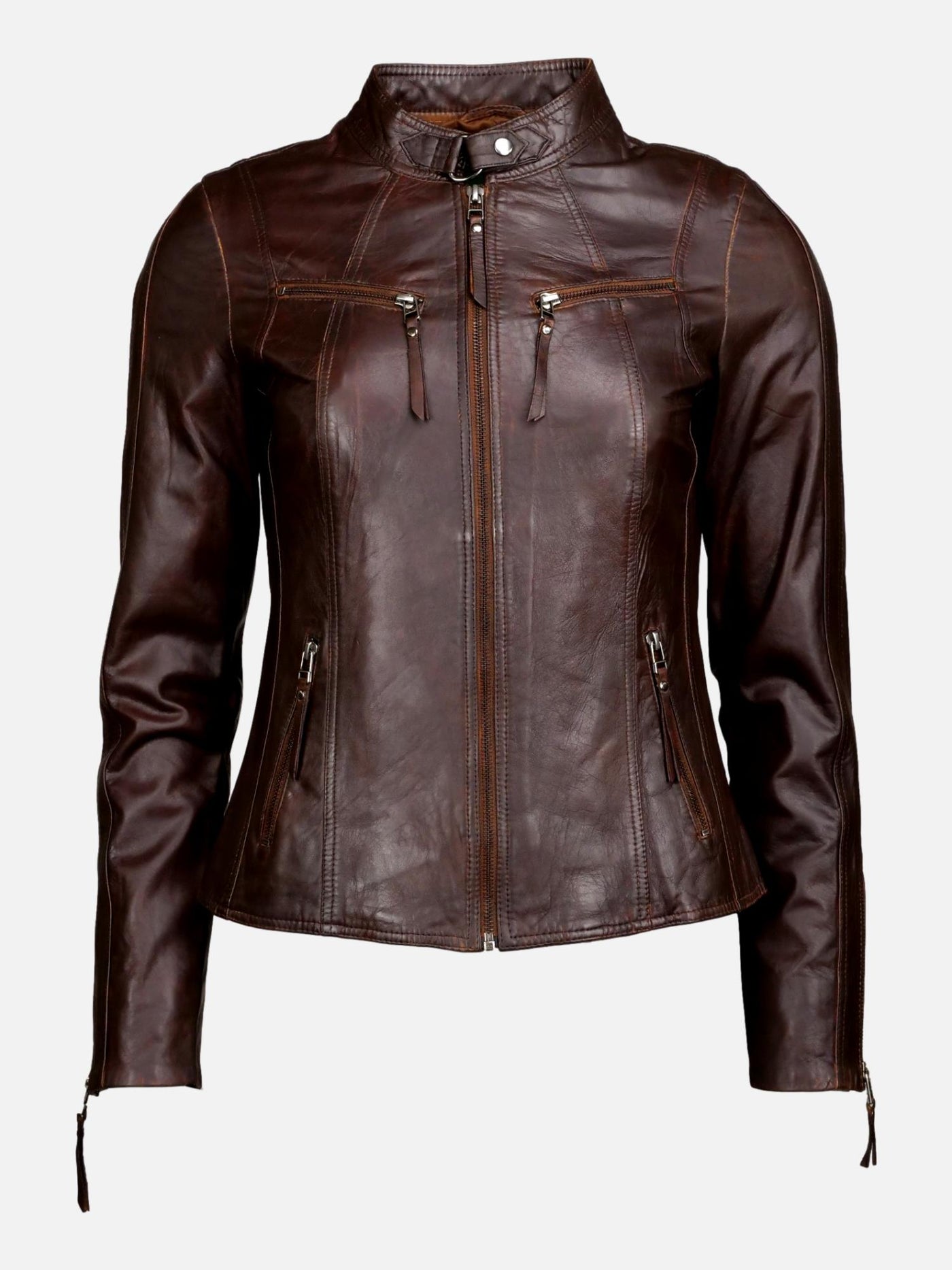 10245 Womens Jacket - Lamb Leather - Women - Dark Brown