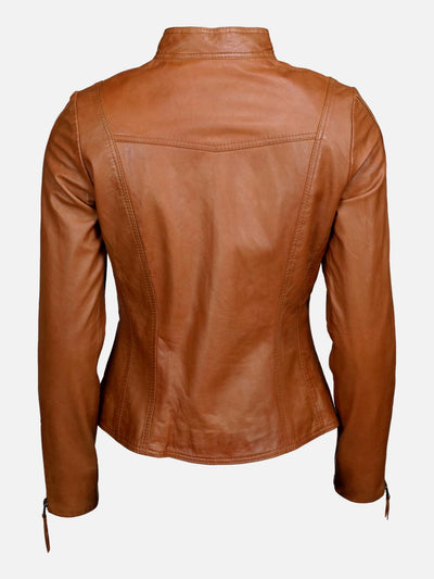 10245 Womens Jacket - Lamb Leather - Women - Cognac