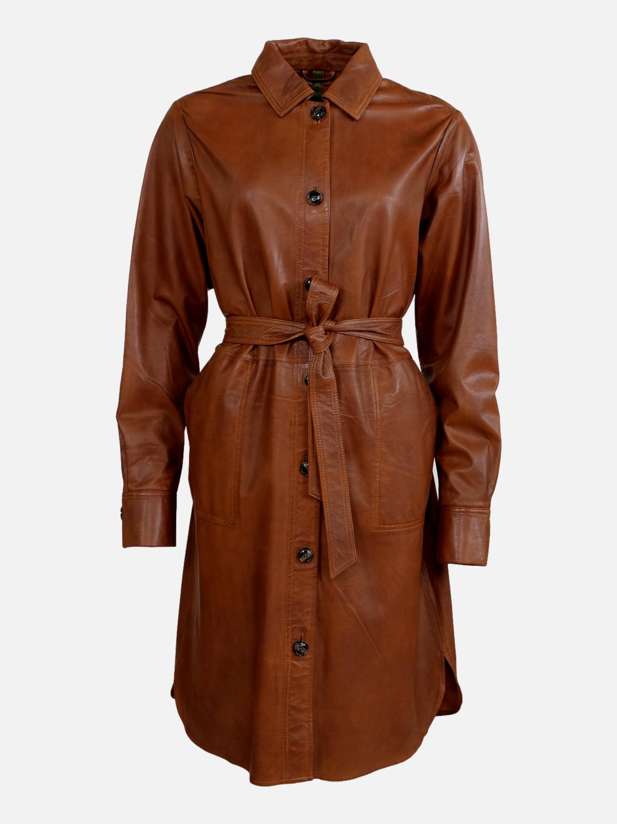 Dafne Dress - Lamb Malli Leather - Women - Tan