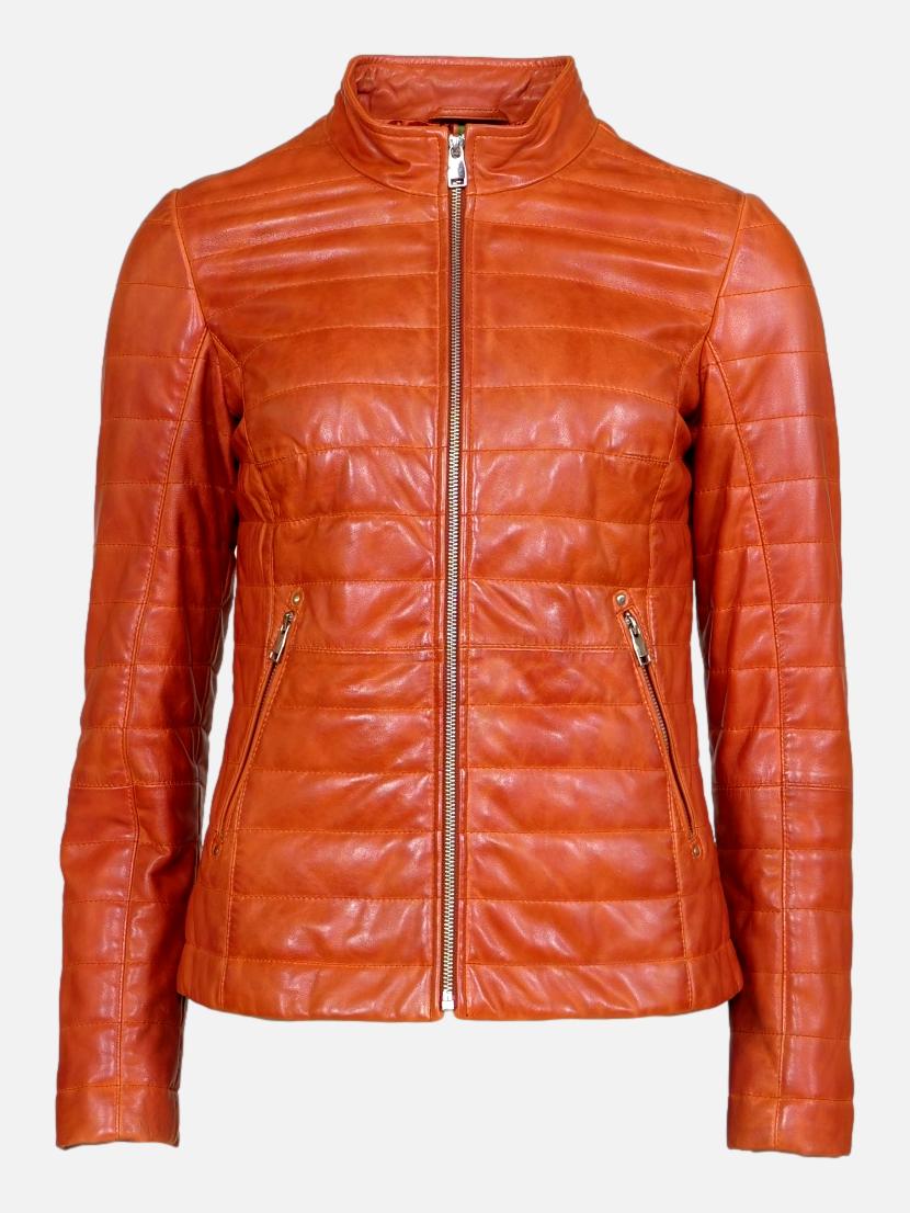 Kamsy - Lamb Malli Leather - Women - Burnt Orange / Læder Skinds Jakke - Levinsky - Kvinde