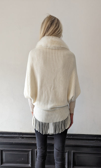 Hayden Poncho, 75 cm. - Collar - Knitted Yarn - Accesories - White