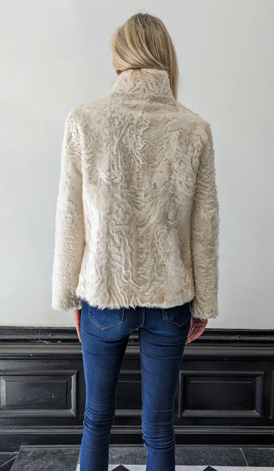 Olise, 60 cm. - Collar - Silk Lamb - Women - Pearl Beige