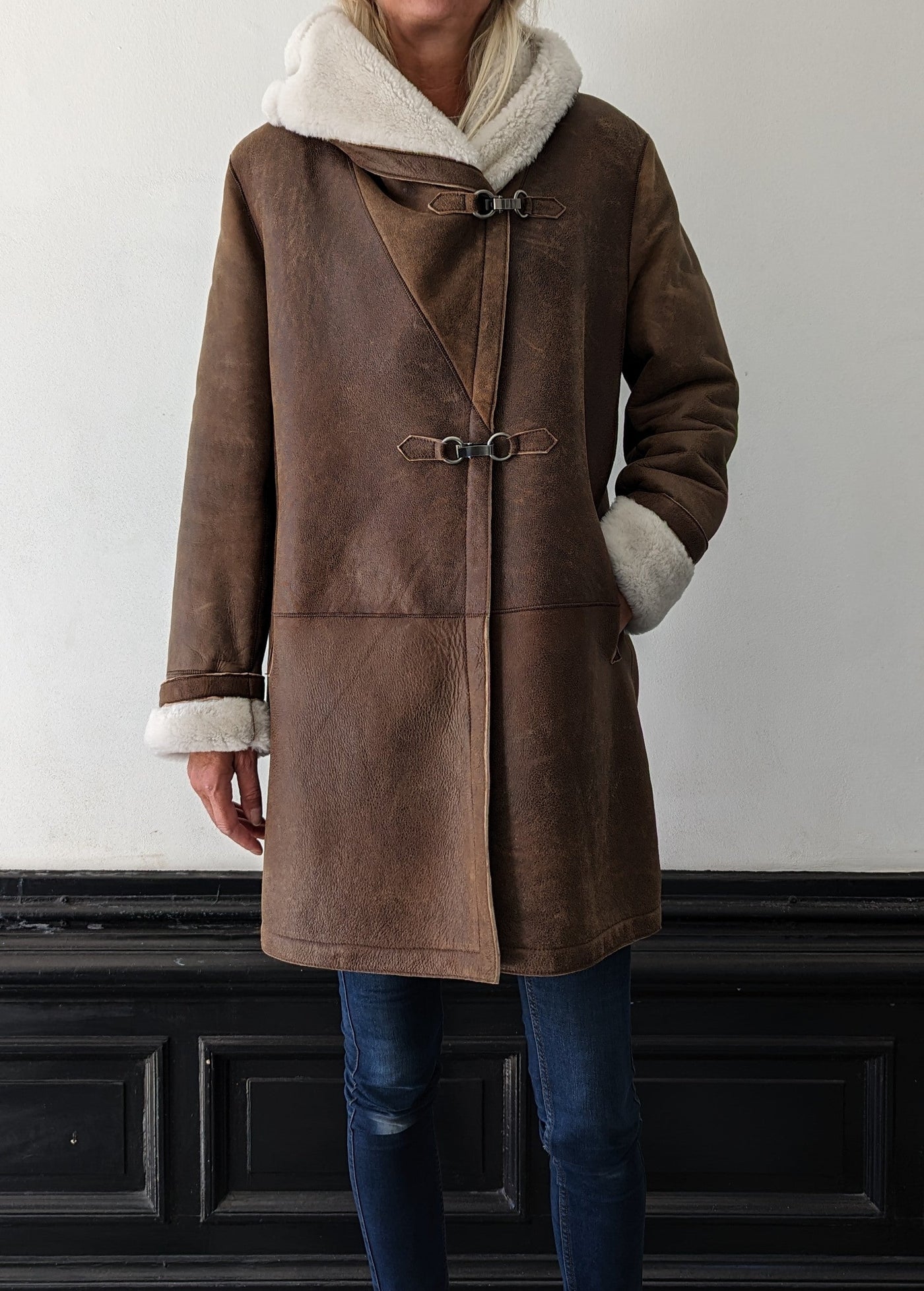 969, 90 cm. - Hood - Nappa Lamb Crack - Women - Whisky