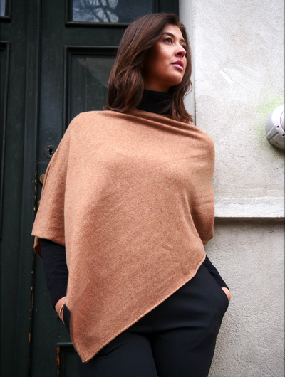 SY-24001 Poncho - 100% Cashmere - Accesories - Cashew