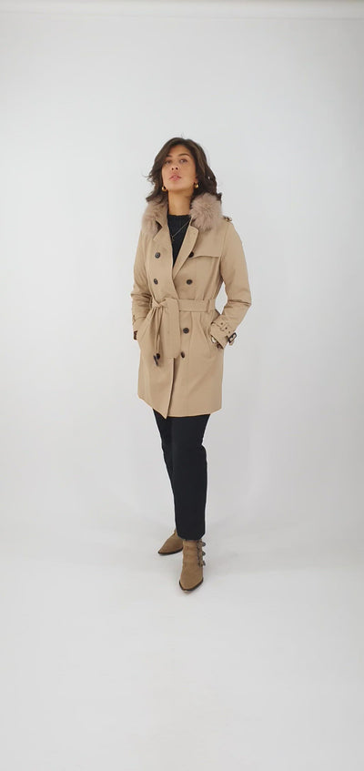 Daisy Trench Coat, 90 cm. - Textile - Women - Beige