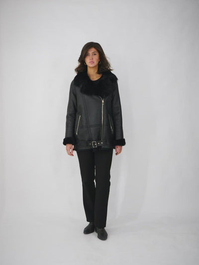 Freetown, 71 cm. - Collar - Nappa Lamb Crack - Women - Black