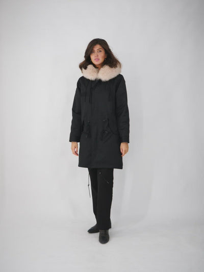 K1685, 95 cm. - Hood - Textile - Women - Black