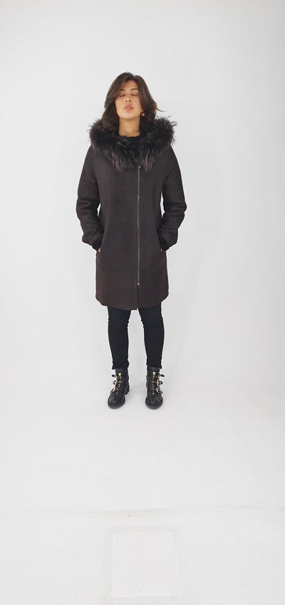 Abella, 85 cm. - Nappa Lamb Crack - Women - Dark Brown